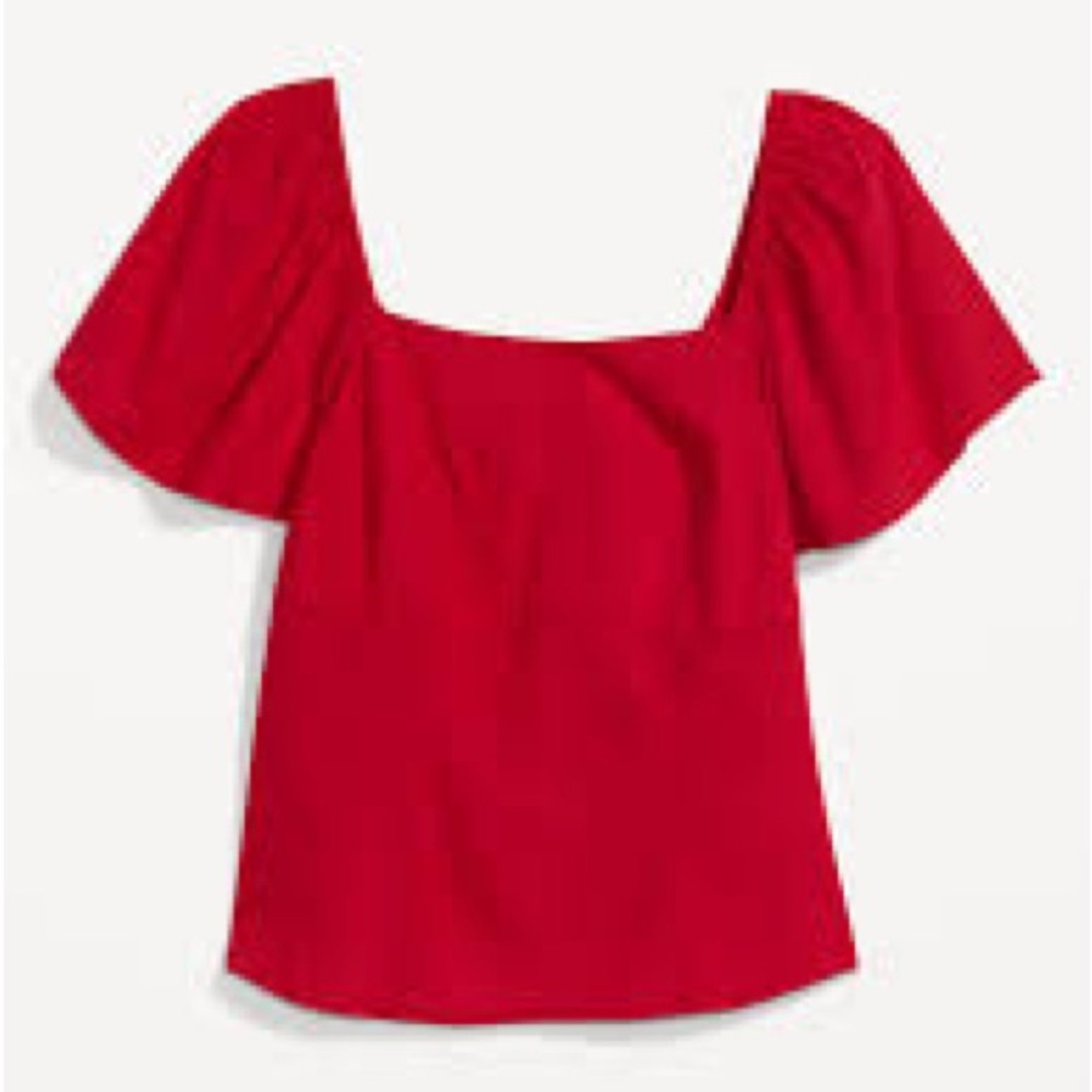 NWT! Old Navy Flutter-Sleeve Smocked Top (Red)
